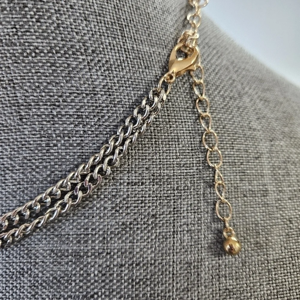 Unique Two-Tone Silver and Gold Lariat Necklace